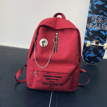 Load image into Gallery viewer, Trend chain backpack female punk hip hop oxford waterproof street campus bag college student travel Rucksack School Backpacks