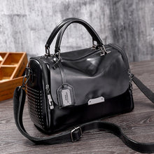 Load image into Gallery viewer, LUYO Vintage Boston Rivet Genuine Leather Luxury Handbags Women Messenger Bags Designer Shoulder Bag Female Tote Bolsos Mujer