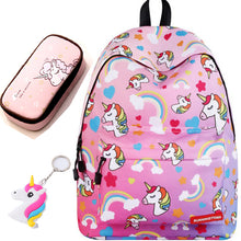 Load image into Gallery viewer, cute backpacks for teenage girls Junior School bag backpack school girl set bags with case Laptop kids unicorn backpack