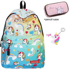 Load image into Gallery viewer, cute backpacks for teenage girls Junior School bag backpack school girl set bags with case Laptop kids unicorn backpack