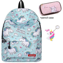 Load image into Gallery viewer, cute backpacks for teenage girls Junior School bag backpack school girl set bags with case Laptop kids unicorn backpack