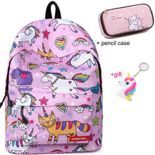 Load image into Gallery viewer, cute backpacks for teenage girls Junior School bag backpack school girl set bags with case Laptop kids unicorn backpack
