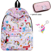 Load image into Gallery viewer, cute backpacks for teenage girls Junior School bag backpack school girl set bags with case Laptop kids unicorn backpack