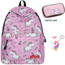 Load image into Gallery viewer, cute backpacks for teenage girls Junior School bag backpack school girl set bags with case Laptop kids unicorn backpack